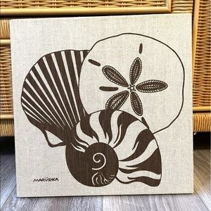 RARE, VINTAGE 70s Marushka seashell silkscreen on linen